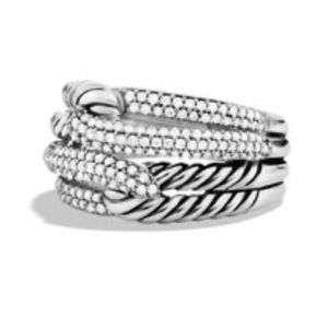 David Yurman double Labyrinth Pave Diamond Ring